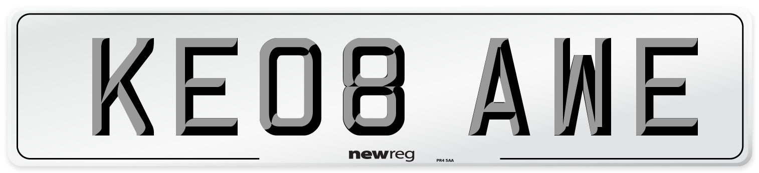 KE08 AWE Number Plate from New Reg